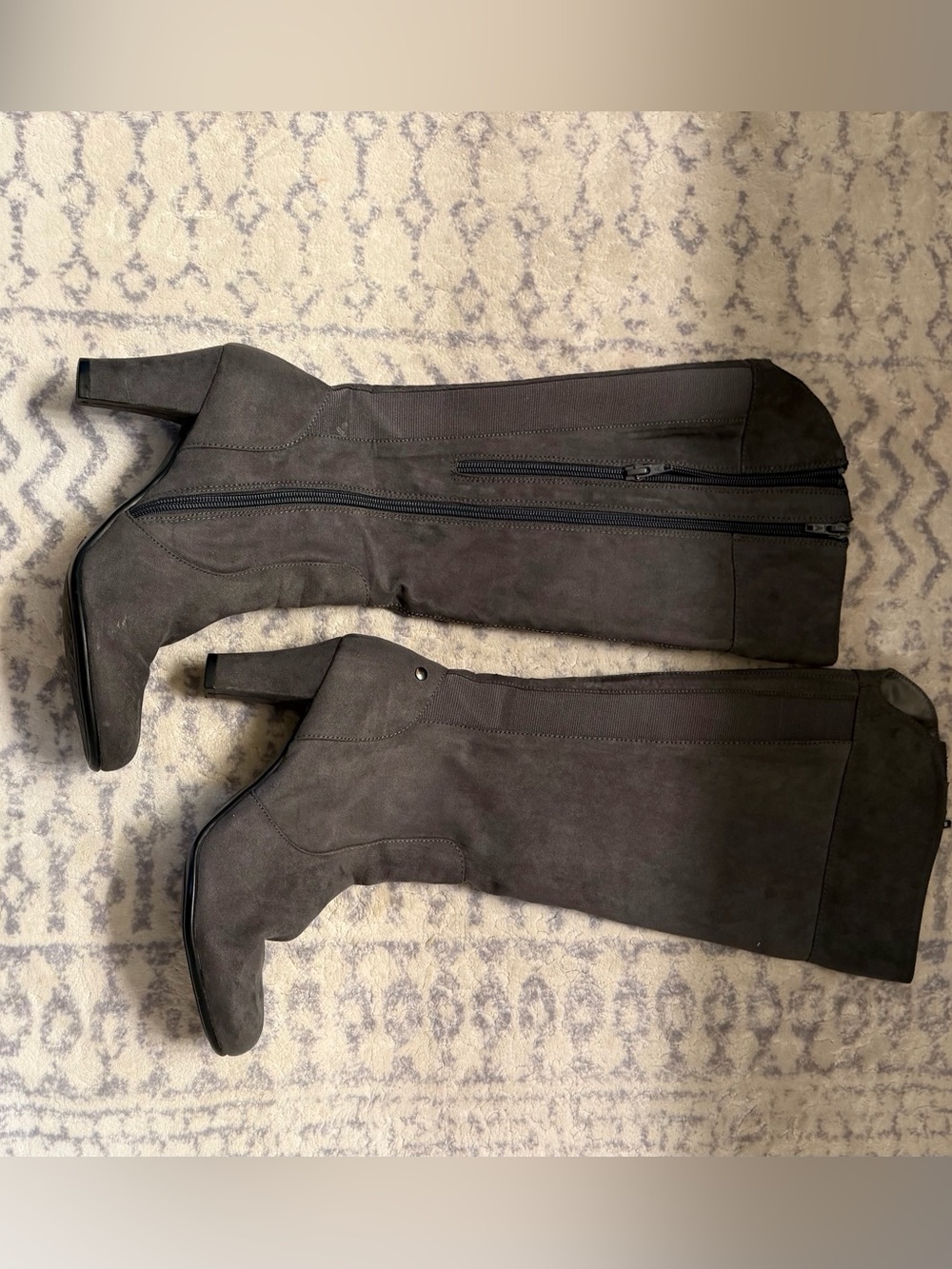 A2 By Aerosoles Dark Gray Suede Knee-High Zip Boots size 9